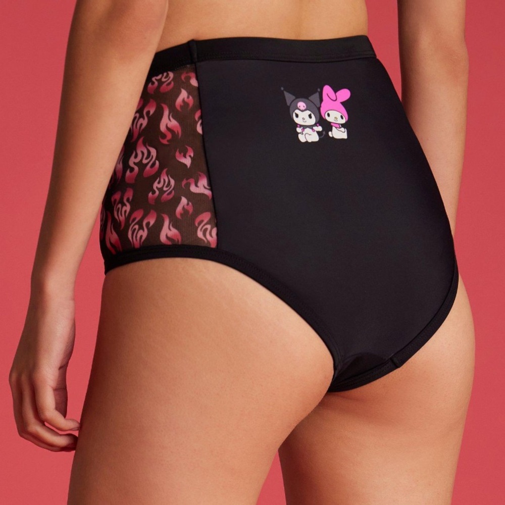 My Melody & Kuromi Flame High Waisted Swim Bottoms Hot Topic Sanrio Hello Kitty